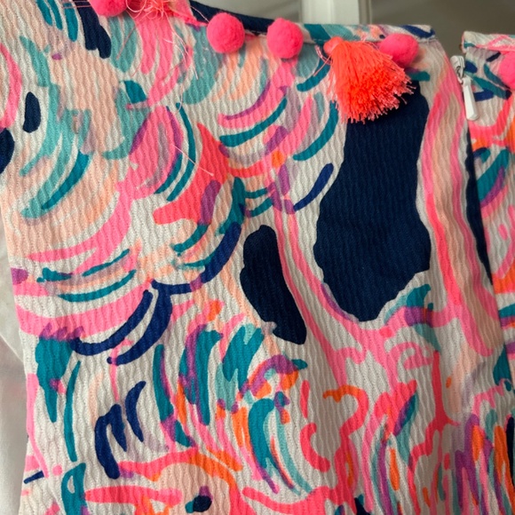Lilly Pulitzer Pink Blue Print Shift Dress Tassels Preppy - Picture 11 of 11